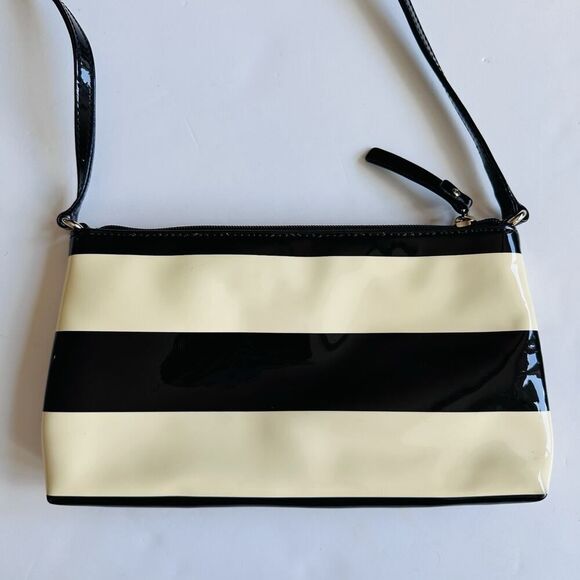 Kate Spade Purse Penn Valley Crossbody Bag Black & Cream Stripe - Picture 7 of 16